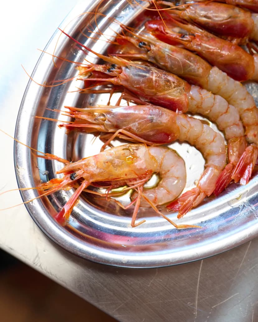 Gambas rojas de la lonja de Estepona