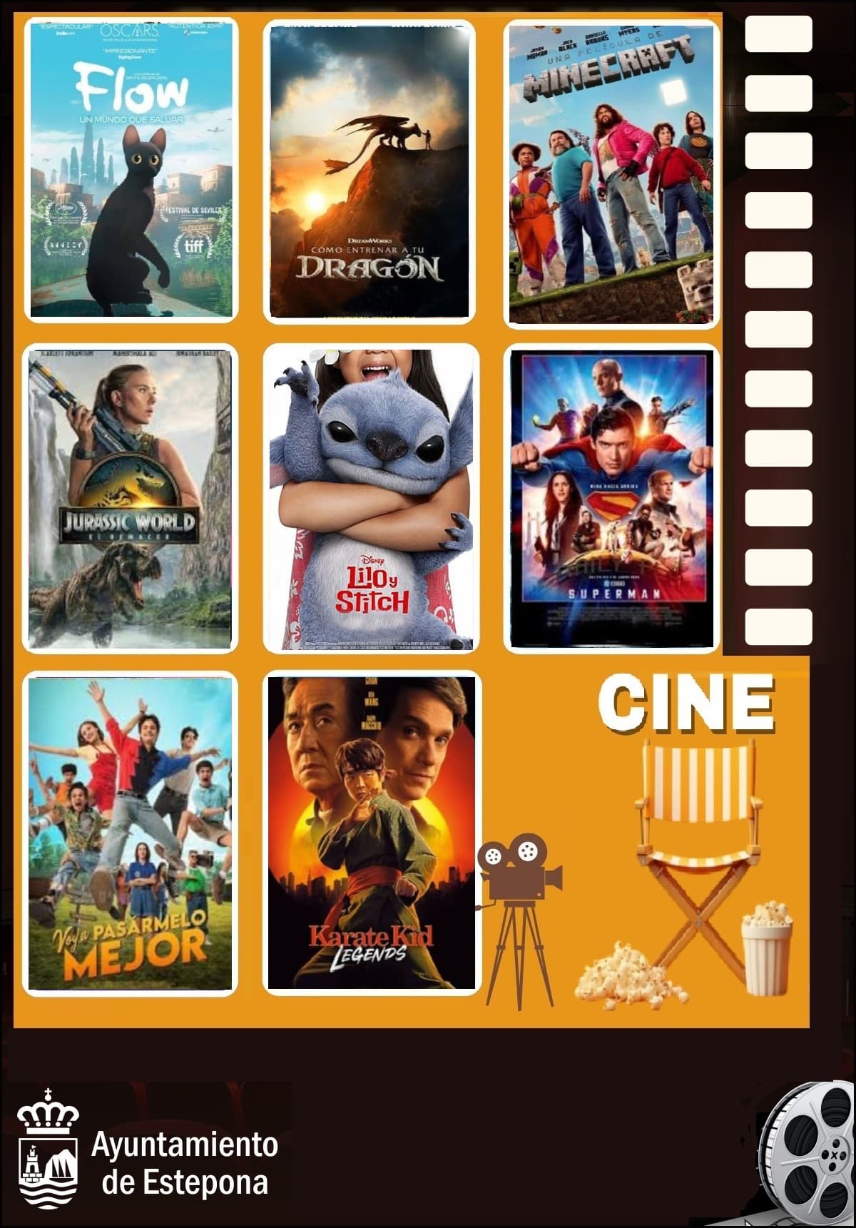 Cartel del Cine de Verano 2026 en los parques de Estepona con la programación de películas