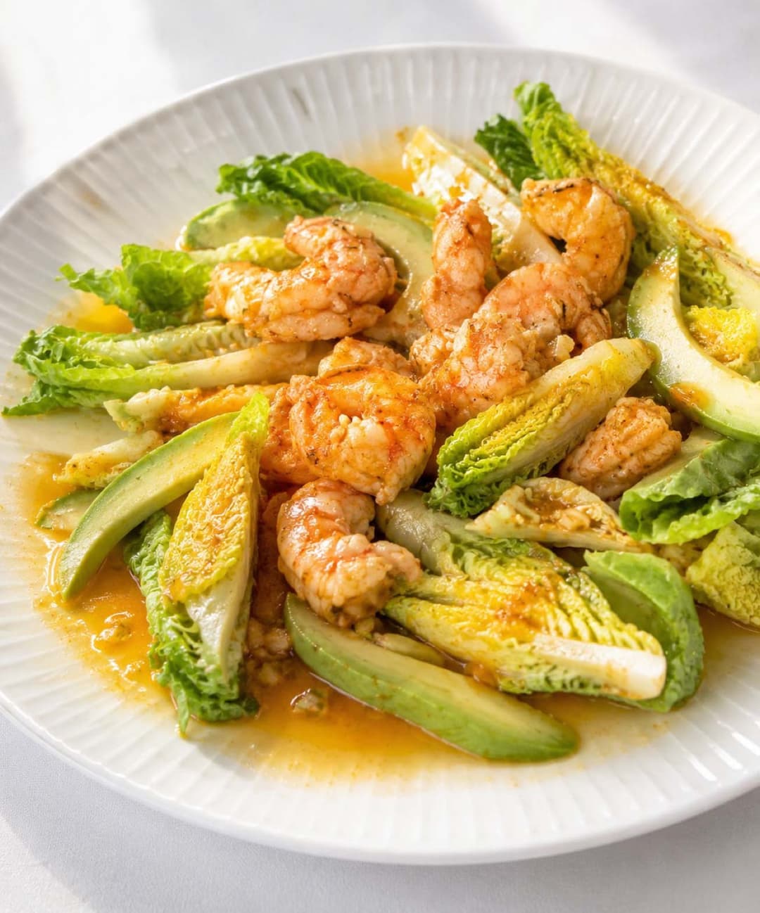 Ensalada de gambas con aguacate y cogollos del Restaurante La Palma, Estepona